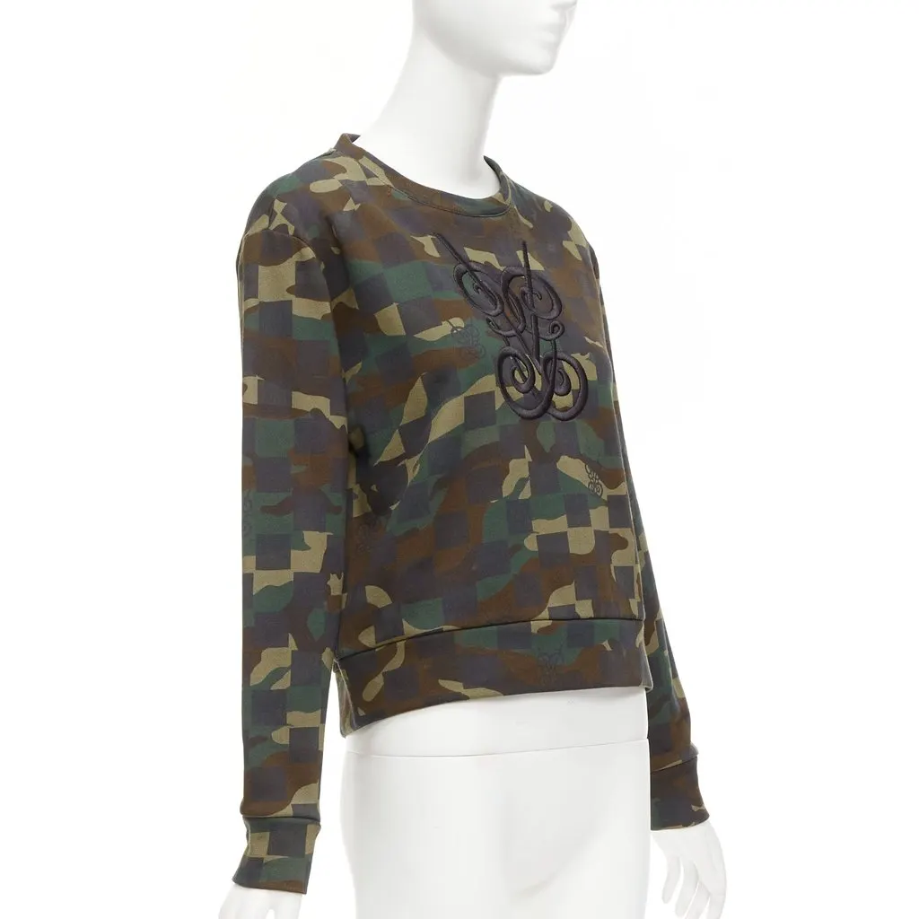 Giambattista Valli Camo Logo Sweatshirt Green Cotton Never worn - Inside View