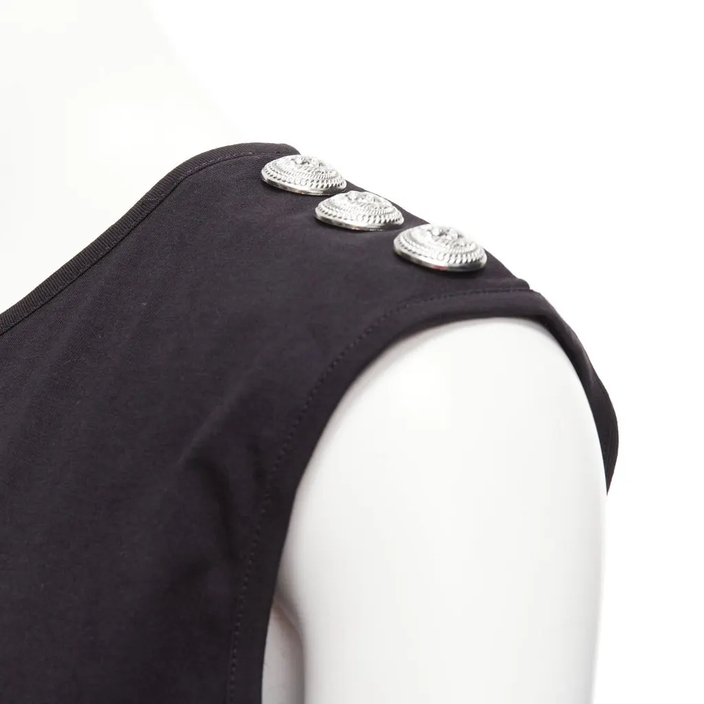 Balmain Crest Logo Tank Black Cotton Never worn - Back View