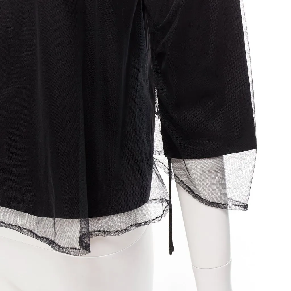 Noir Kei Ninomiya Tulle Ruched Shirt Black Cotton Never worn - Back View