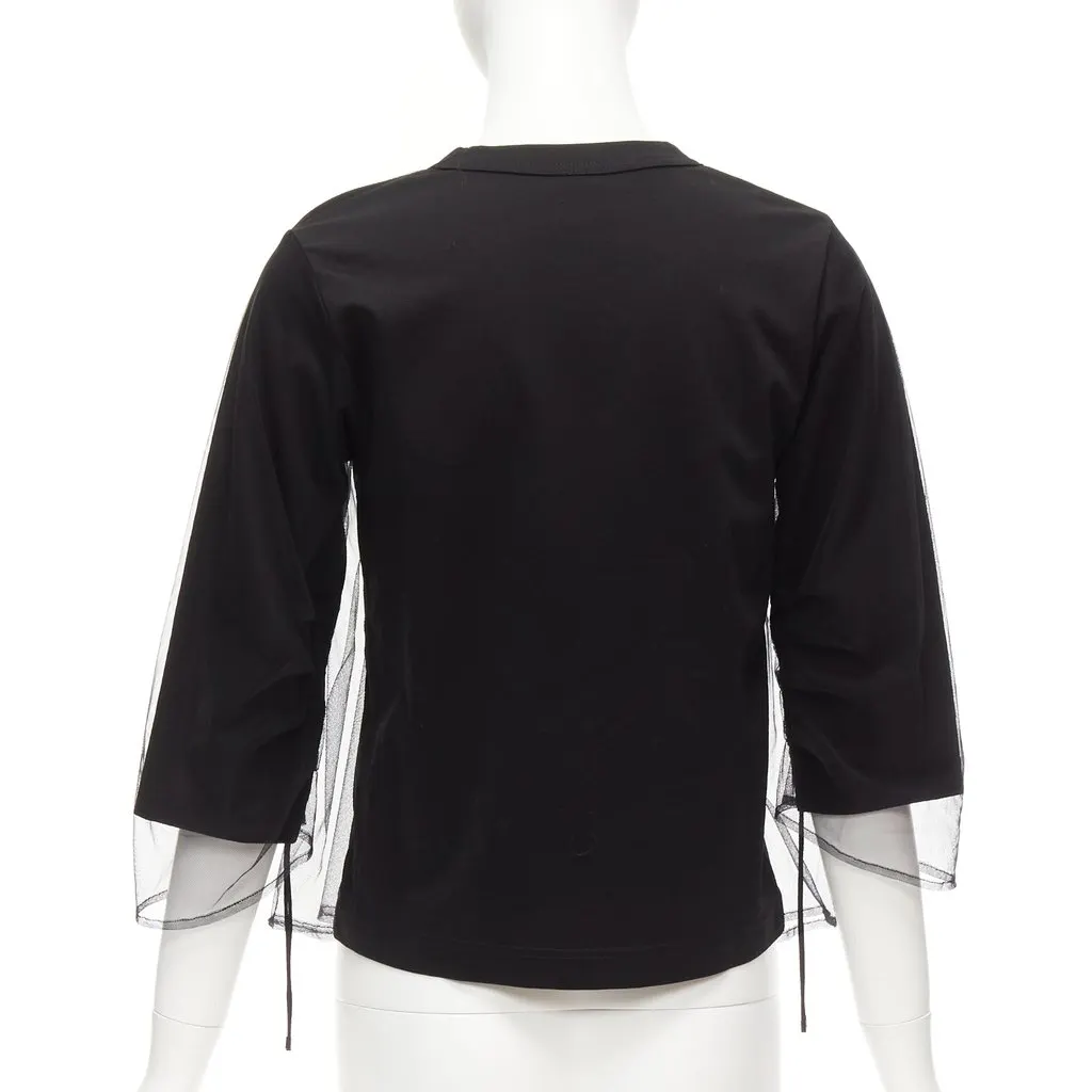 Noir Kei Ninomiya Tulle Ruched Shirt Black Cotton Never worn - Box View