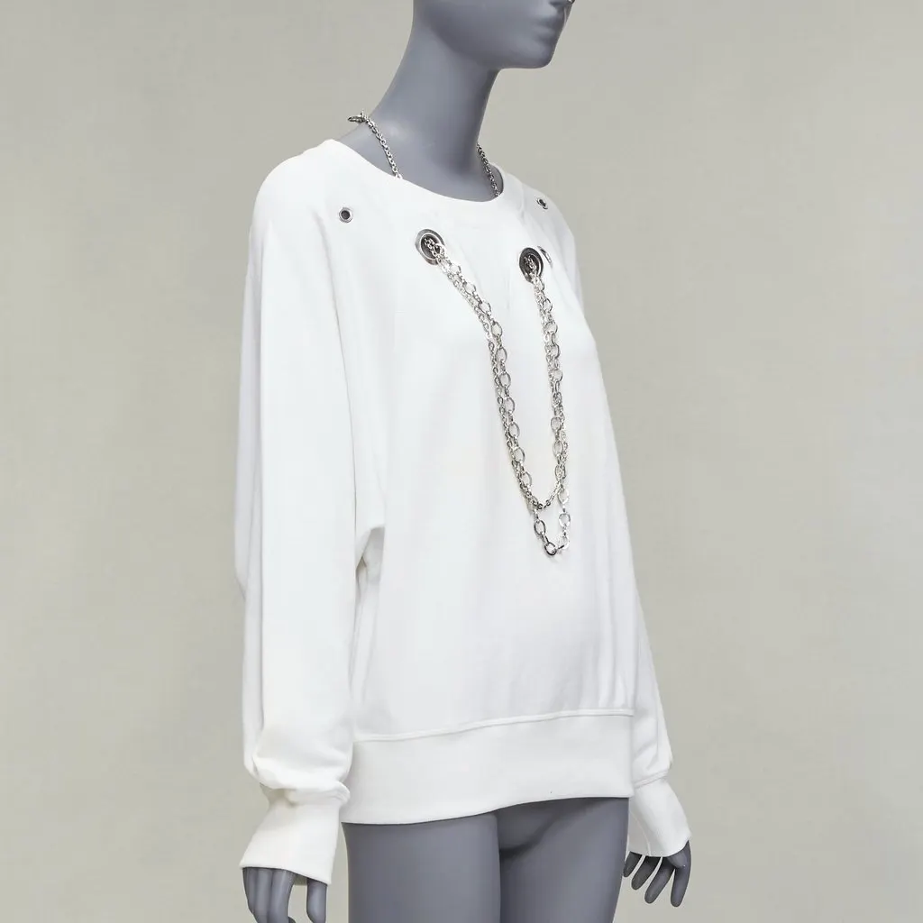 Diesel Punk Chain Sweatshirt White Cotton Fair - Inside View