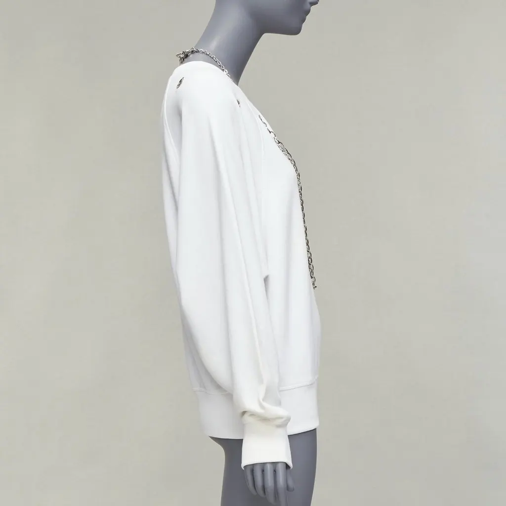 Diesel Punk Chain Sweatshirt White Cotton Fair - Model View