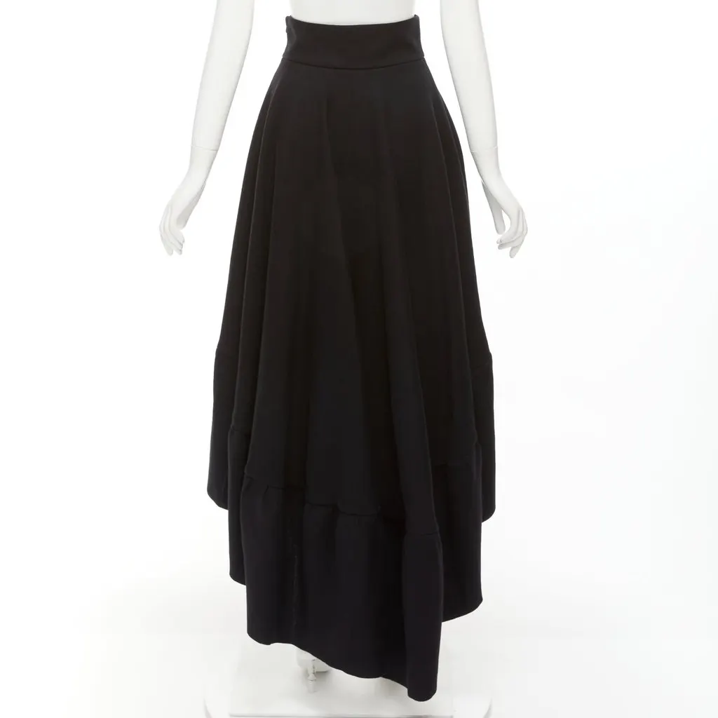 Antonio Berardi Ruffle High Low Skirt Black Cotton Never worn - Box View