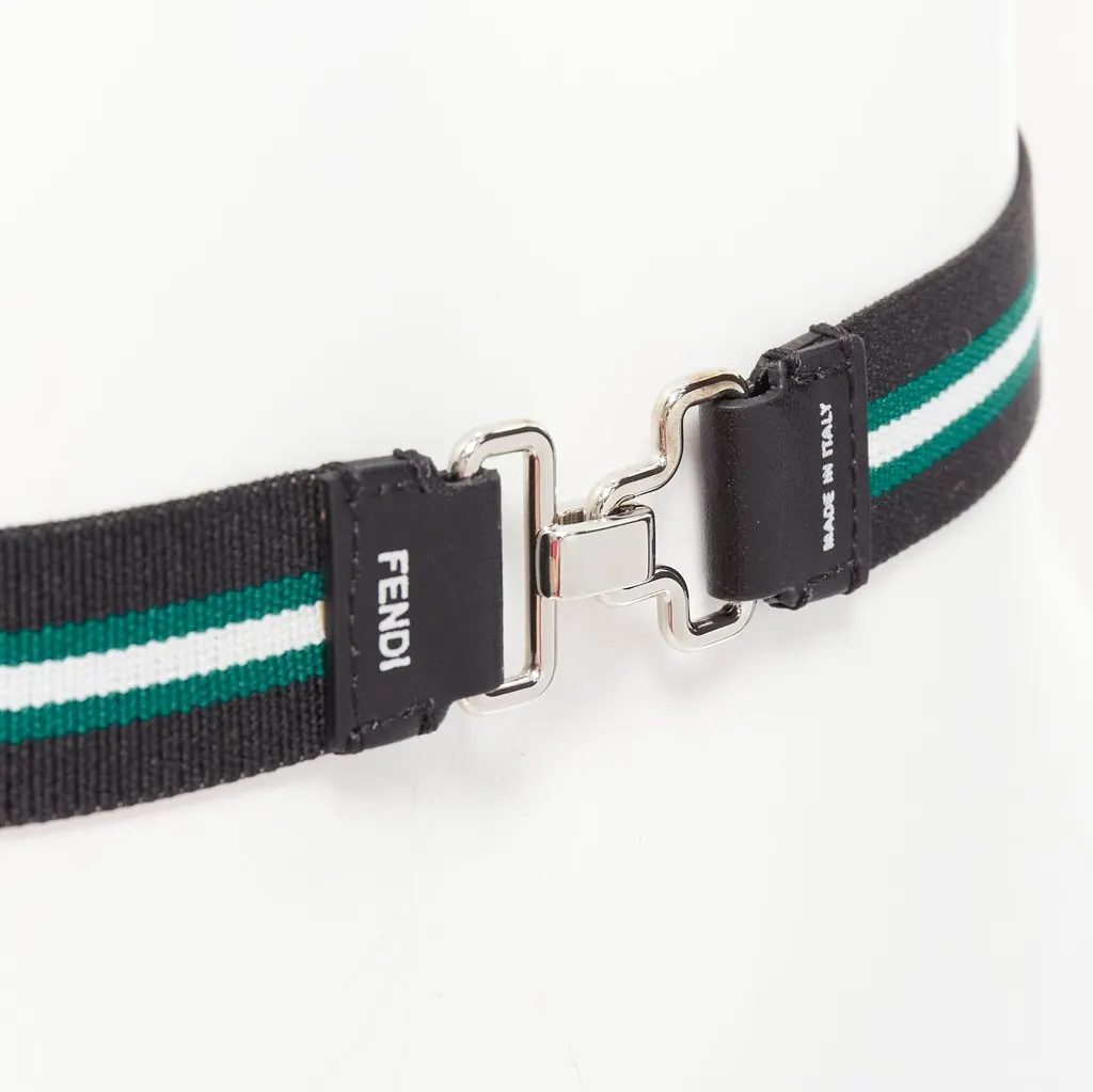 Fendi Red Gold Studs Belt Green Leather Never worn - Back View