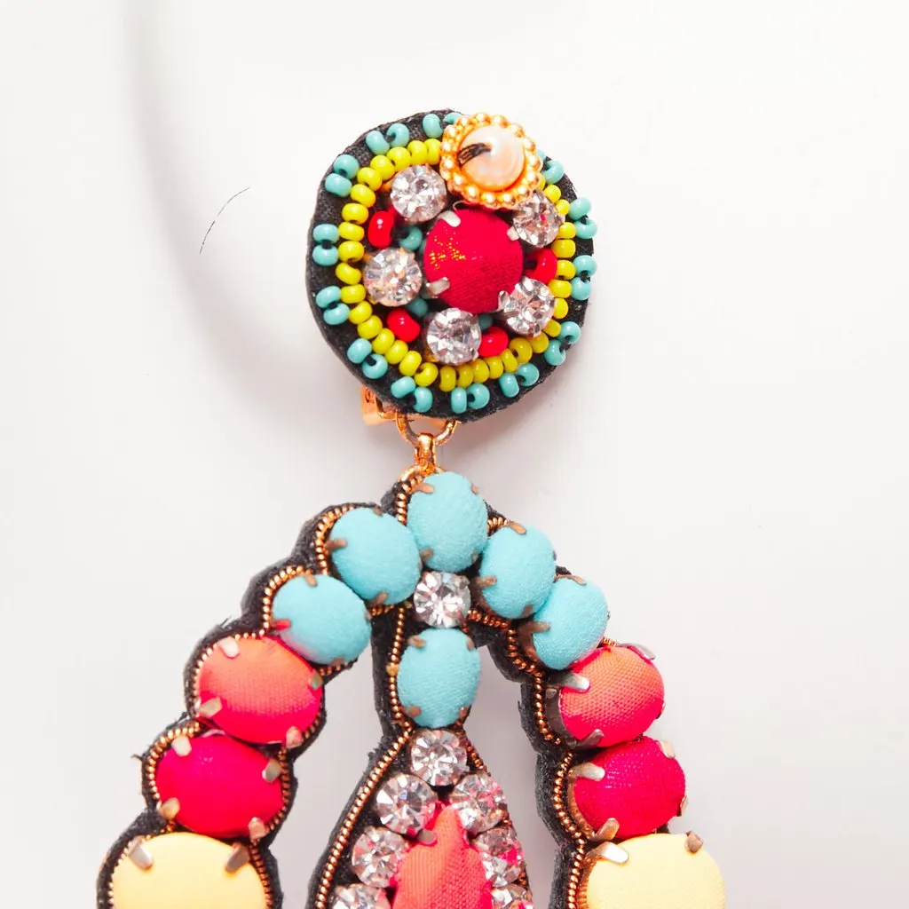 Ranjana Khan Neon Beaded Earrings Pink Very good - Box View