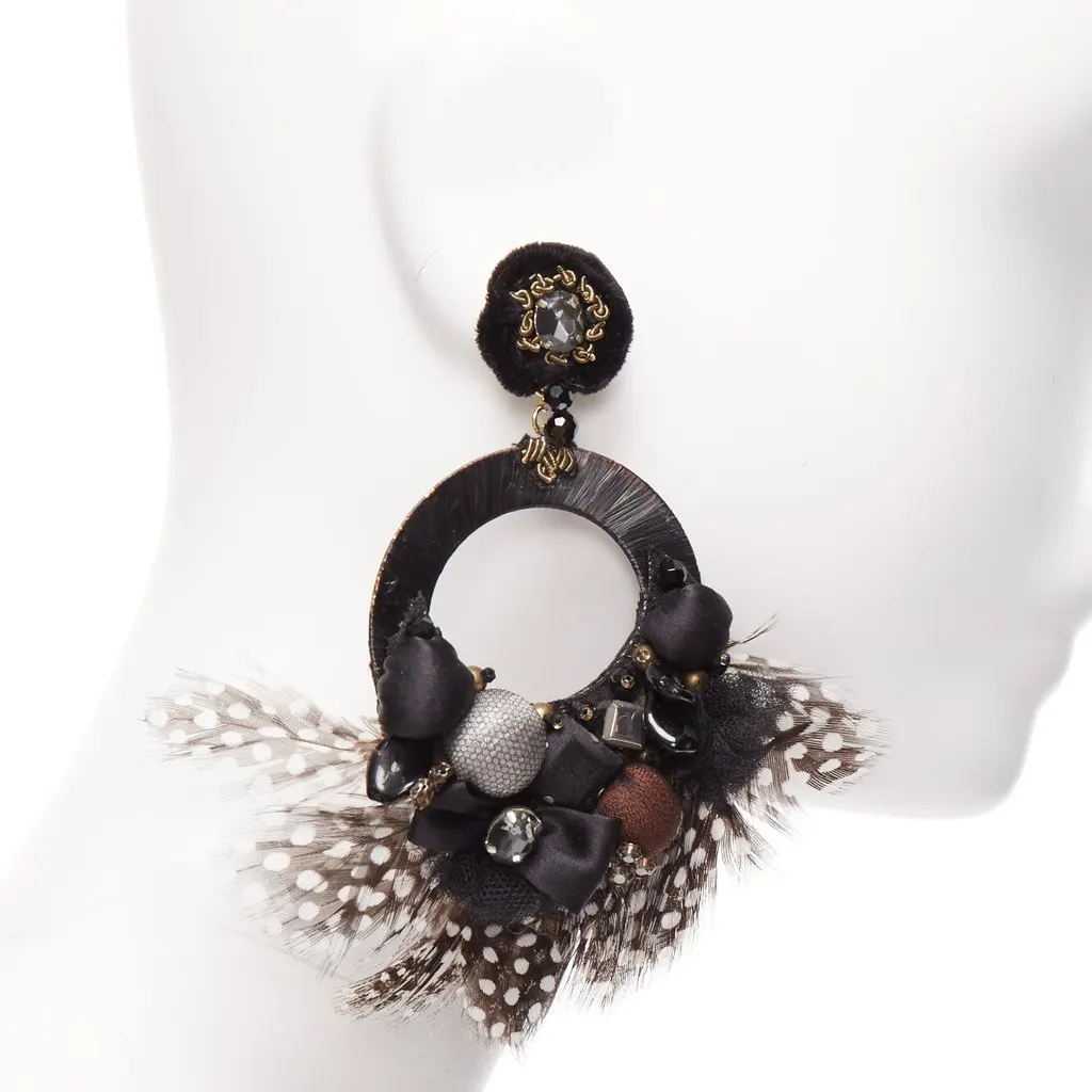Ranjana Khan Feather Bow Earrings Brown Fur Fair - Inside View