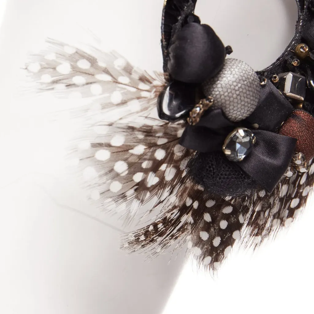 Ranjana Khan Feather Bow Earrings Brown Fur Fair - Box View