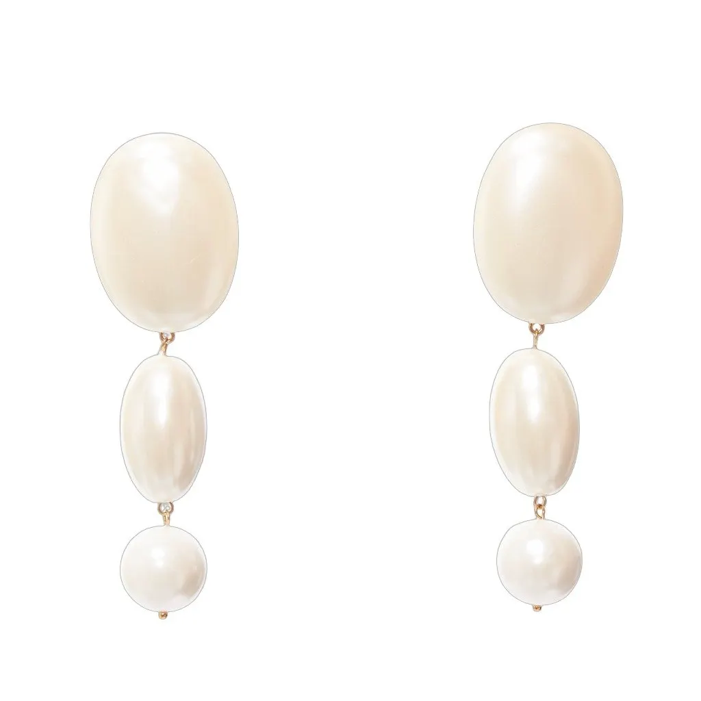 Lele Sadoughi Geometric Pearl Earrings Ecru Pearl Fair - Front View