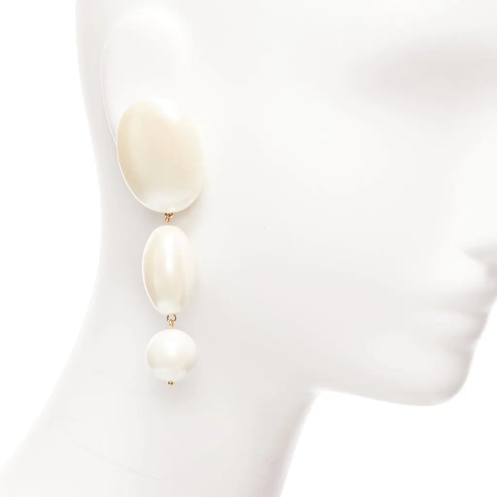 Lele Sadoughi Geometric Pearl Earrings Ecru Pearl Fair - Back View