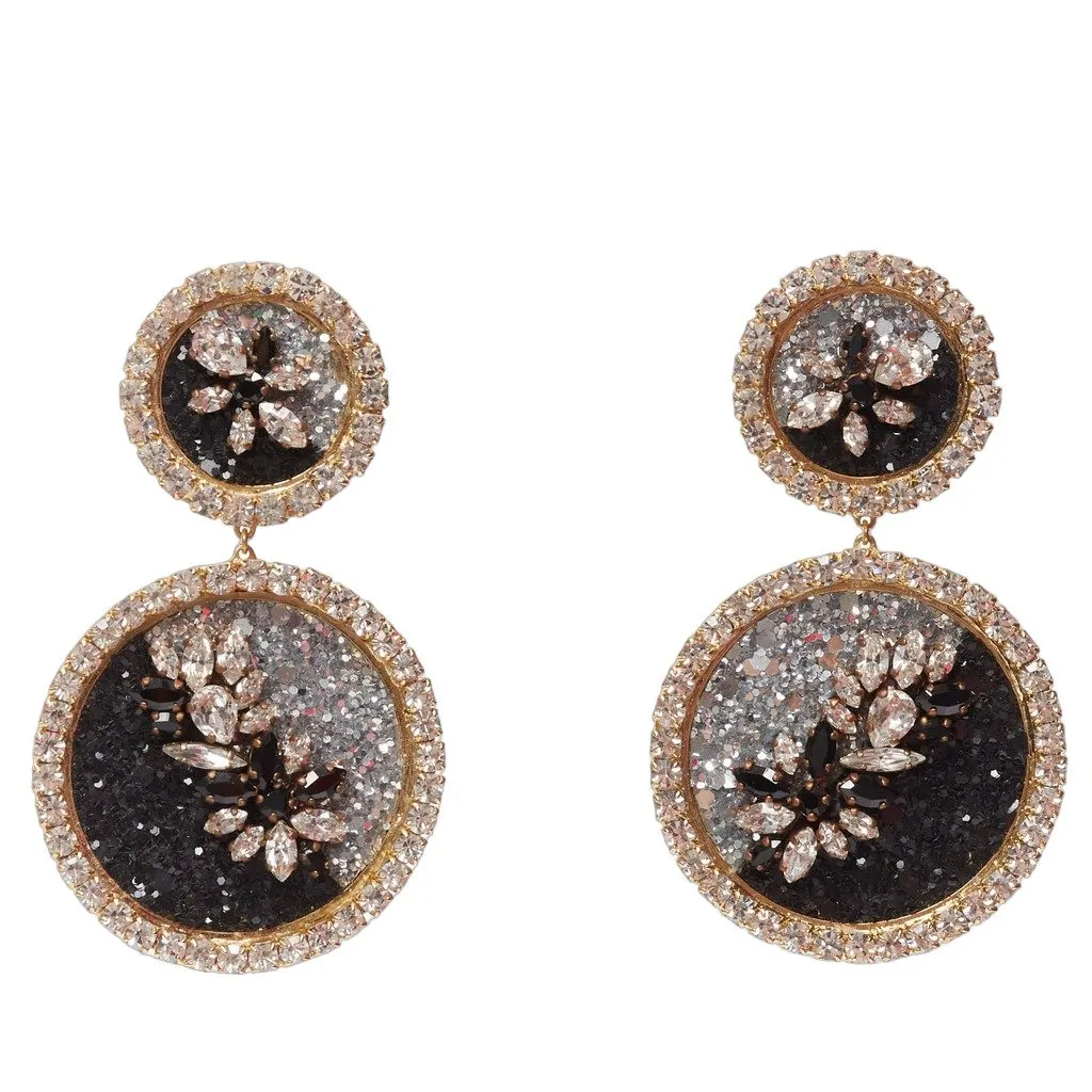 Shourouk Ombre Crystal Earrings Silver Metal Good - Front View