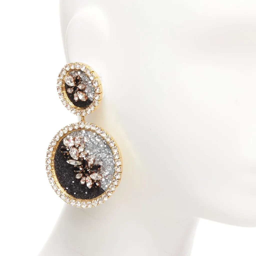 Shourouk Ombre Crystal Earrings Silver Metal Good - Back View