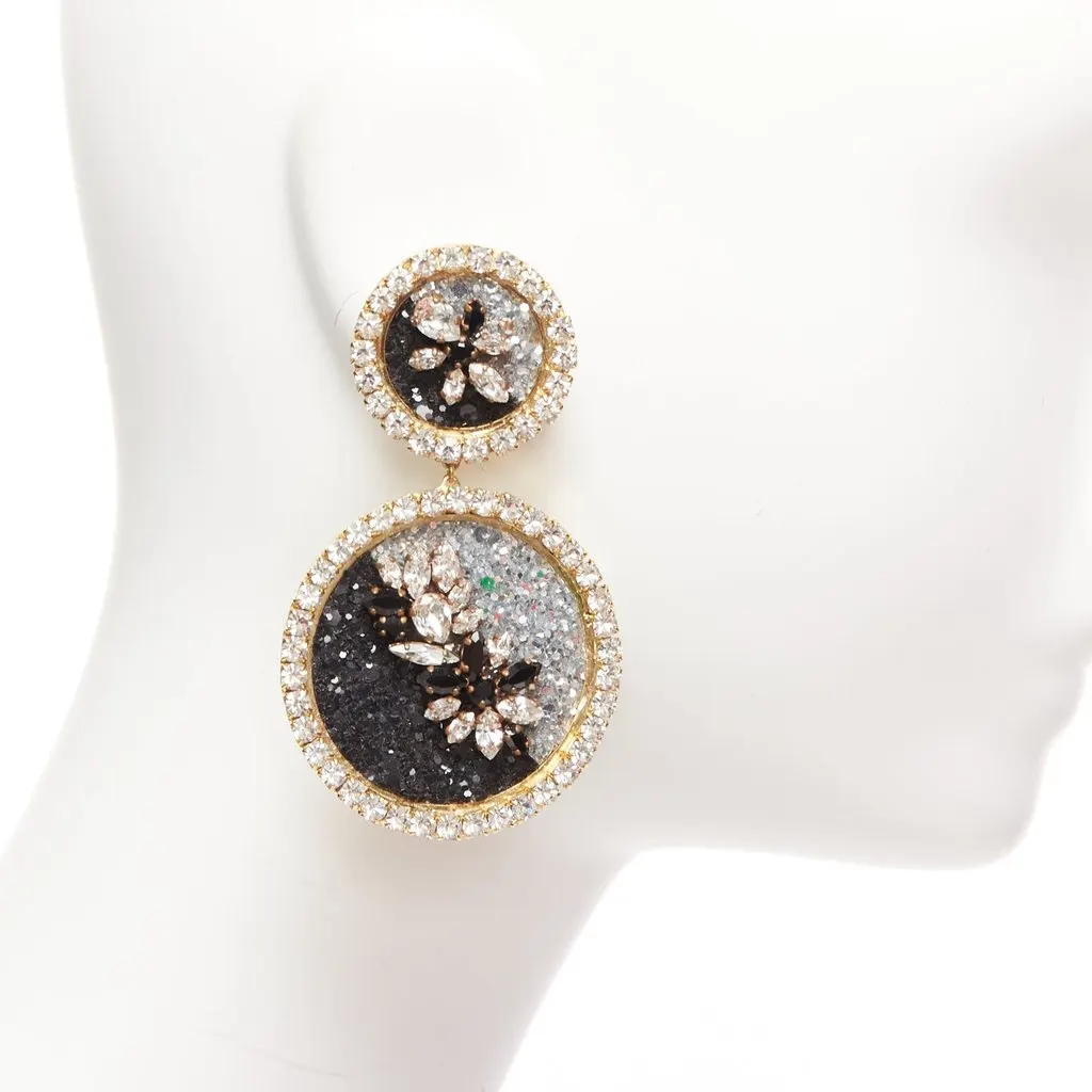 Shourouk Ombre Crystal Earrings Silver Metal Good - Model View