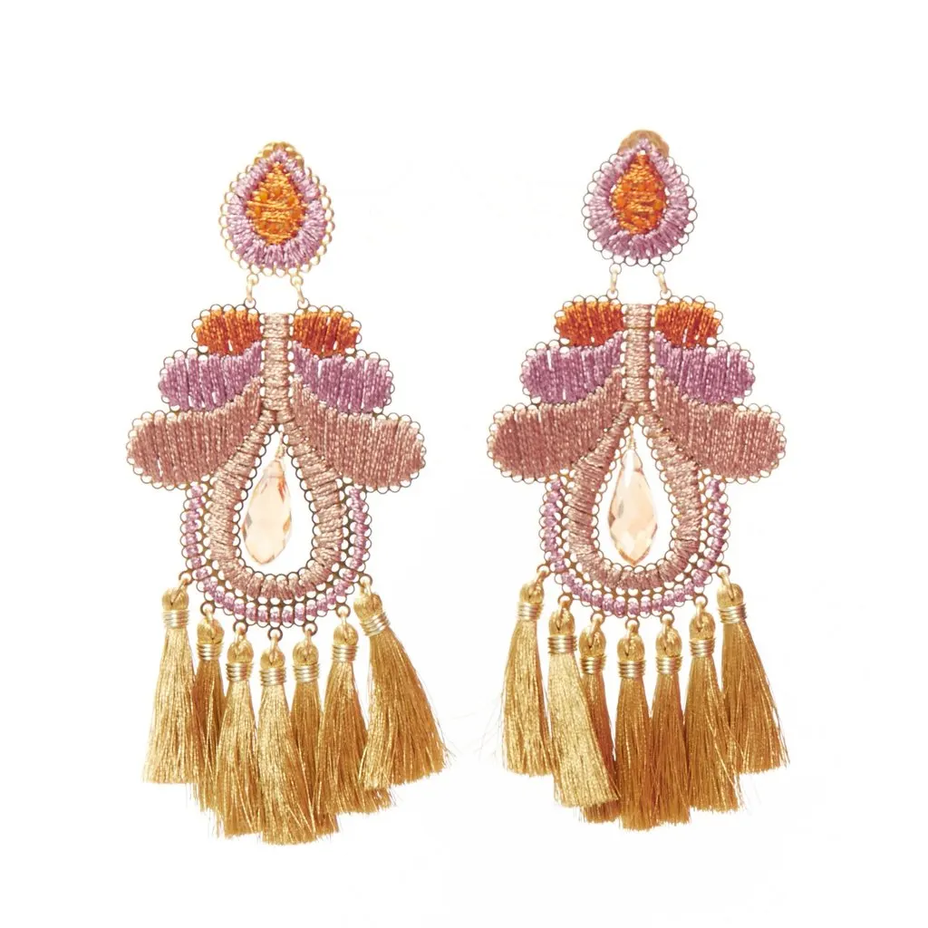 Mercedes Salazar Metallic Applique Earrings Gold Very good - Front View