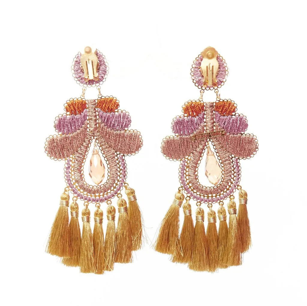 Mercedes Salazar Metallic Applique Earrings Gold Very good - Inside View