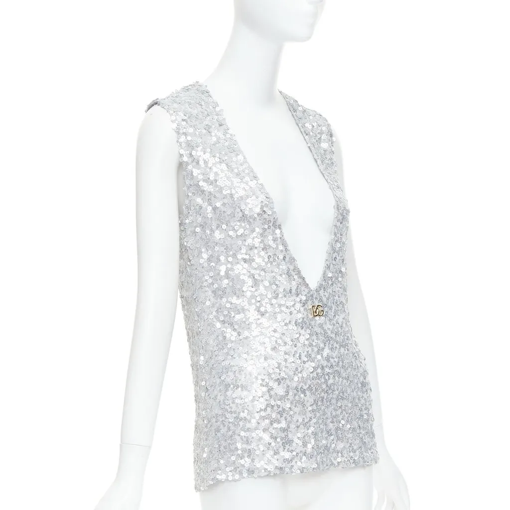 Dolce & Gabbana Silver Polyester Top Silver Polyester Very good - Inside View
