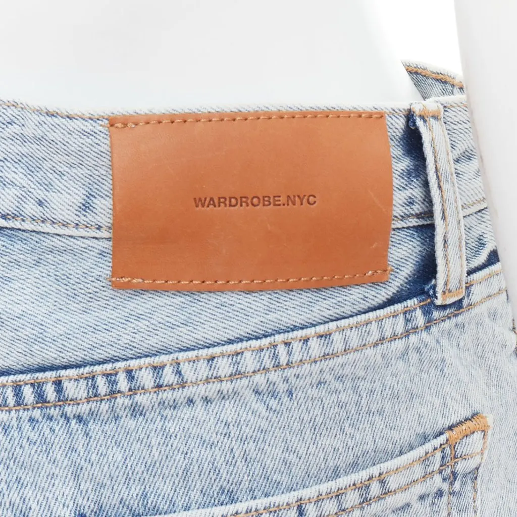 Wardrobe NYC Leather Tag Shorts Blue Cotton Never worn - Back View