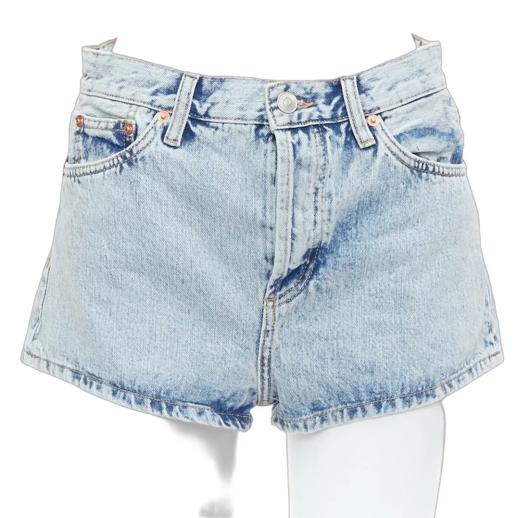 Wardrobe NYC Leather Tag Shorts Blue Cotton Very good - Front View