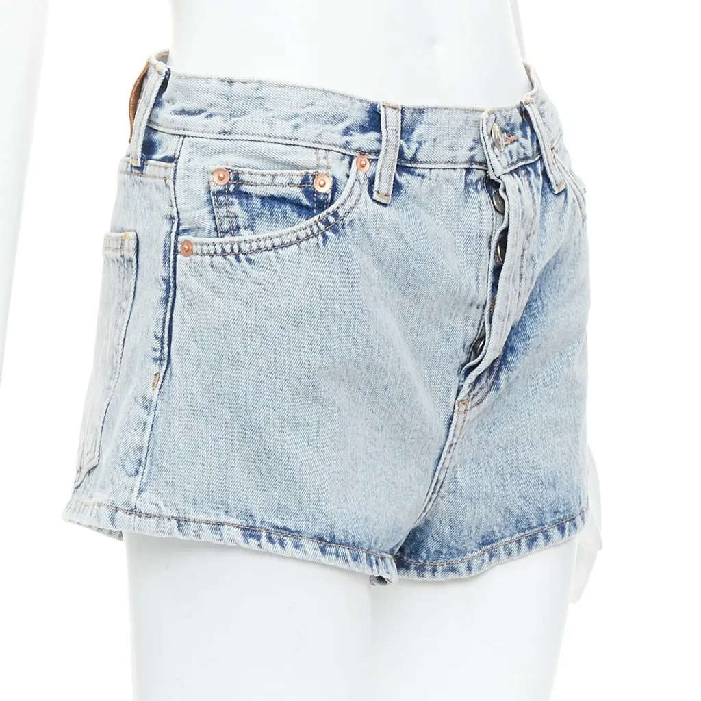 Wardrobe NYC Leather Tag Shorts Blue Cotton Very good - Inside View