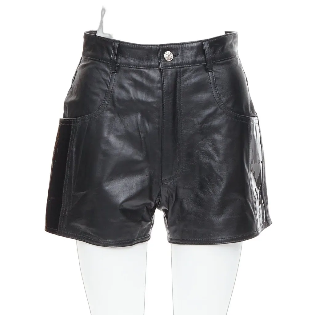Manokhi Patent Leather Shorts Black Leather Very good - Front View