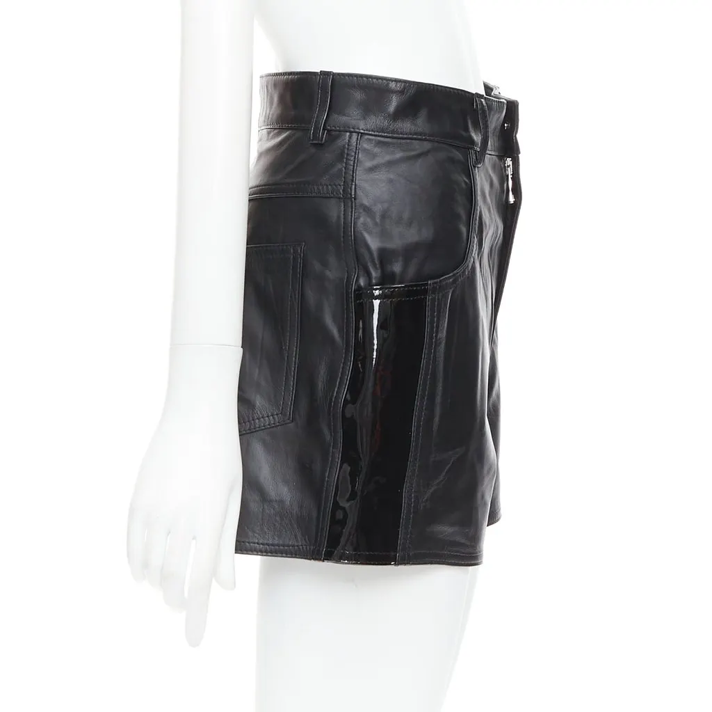 Manokhi Patent Leather Shorts Black Leather Very good - Model View