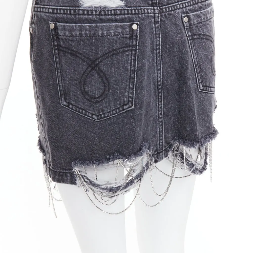 Mark Gong Beaded Fringe Skirt Grey Very good - Back View