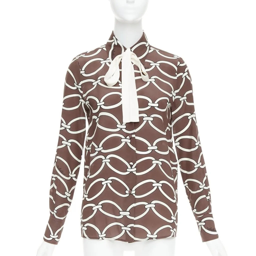 Valentino Brown Silk Top Brown Silk Very good - Front View