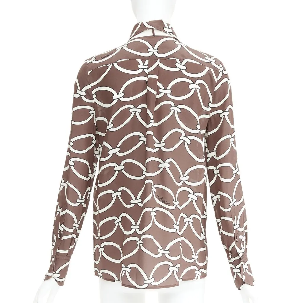 Valentino Brown Silk Top Brown Silk Very good - Box View