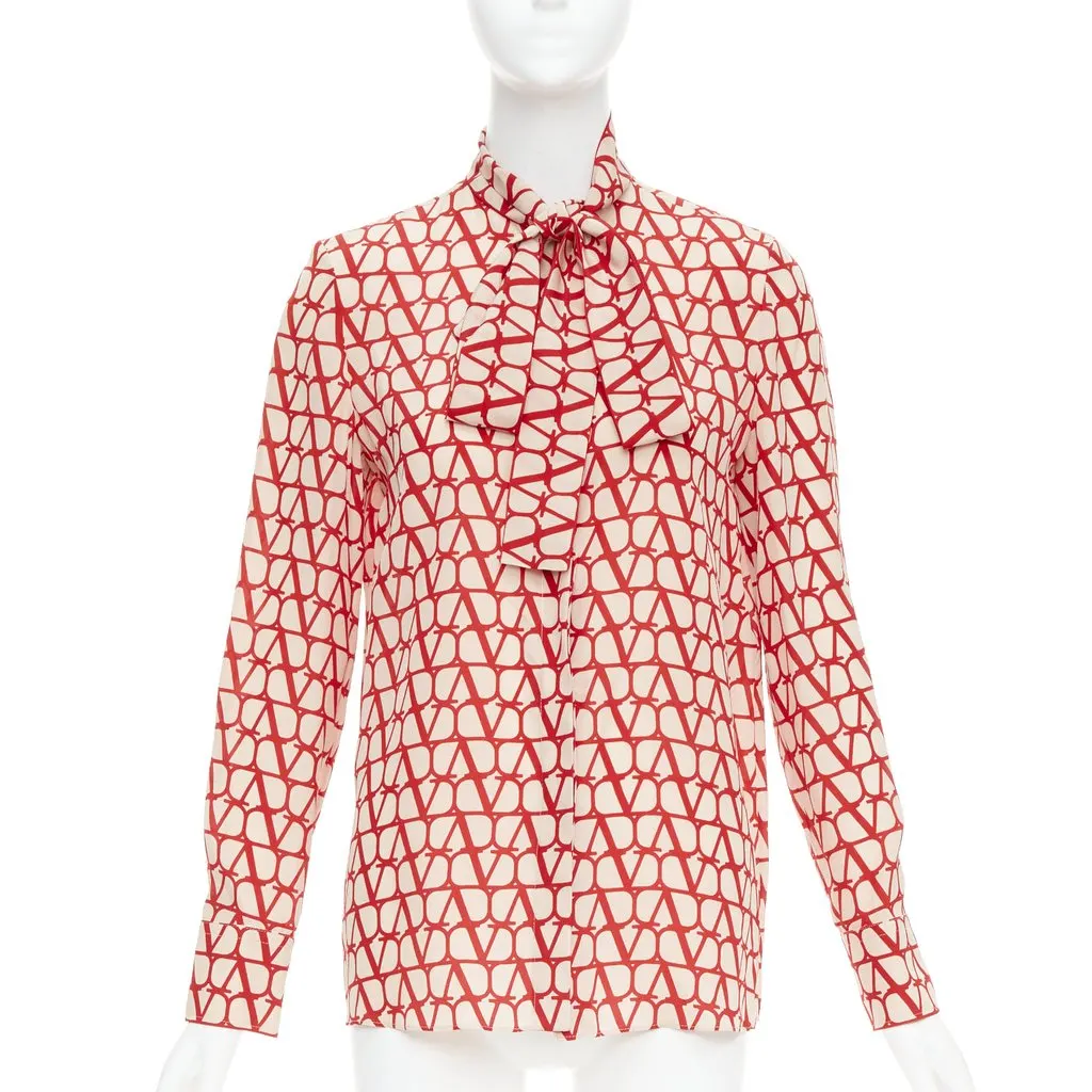 Valentino Red Silk Top Red Silk Good - Front View