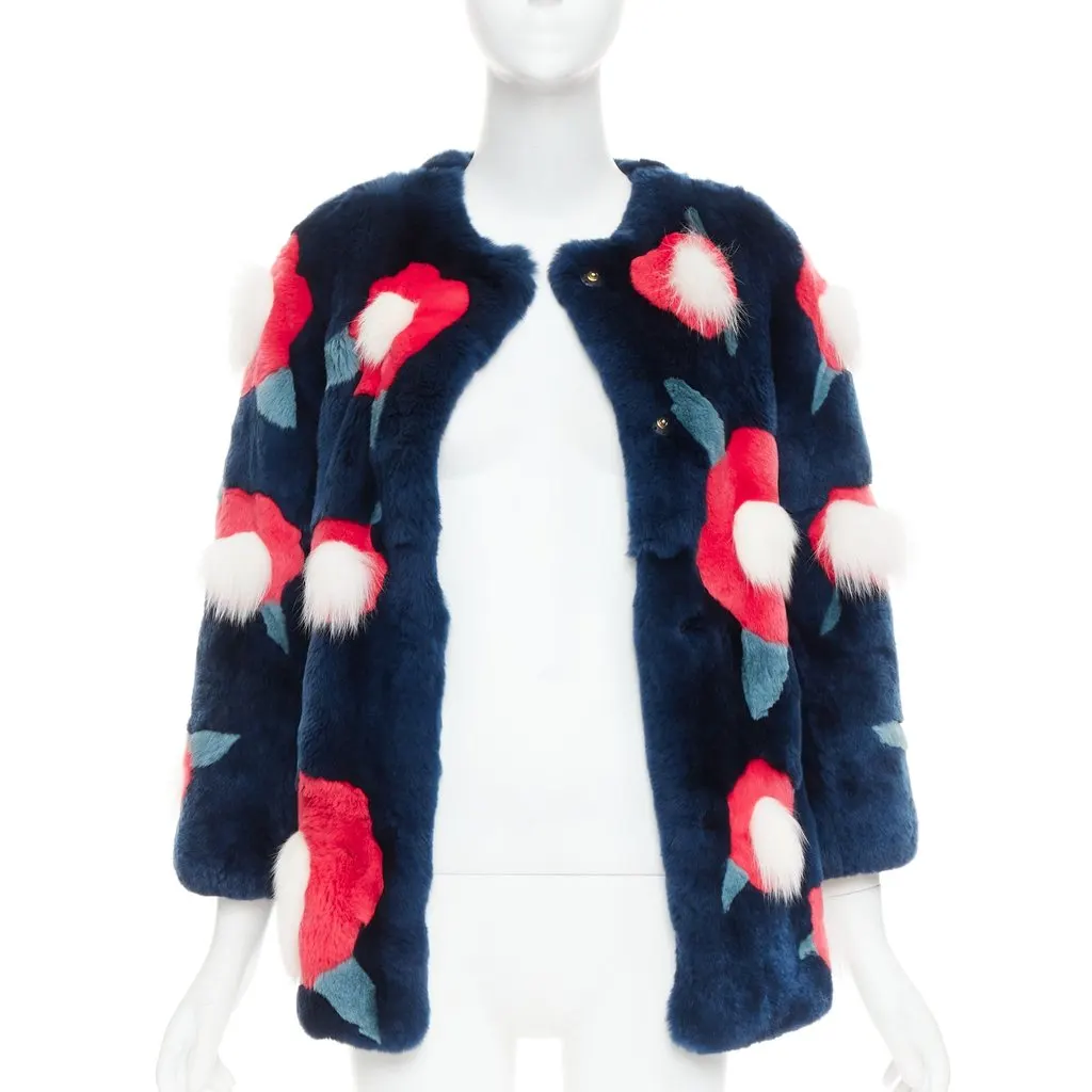 Yves Salomon Navy Fur Coat Navy Fur Very good - Inside View