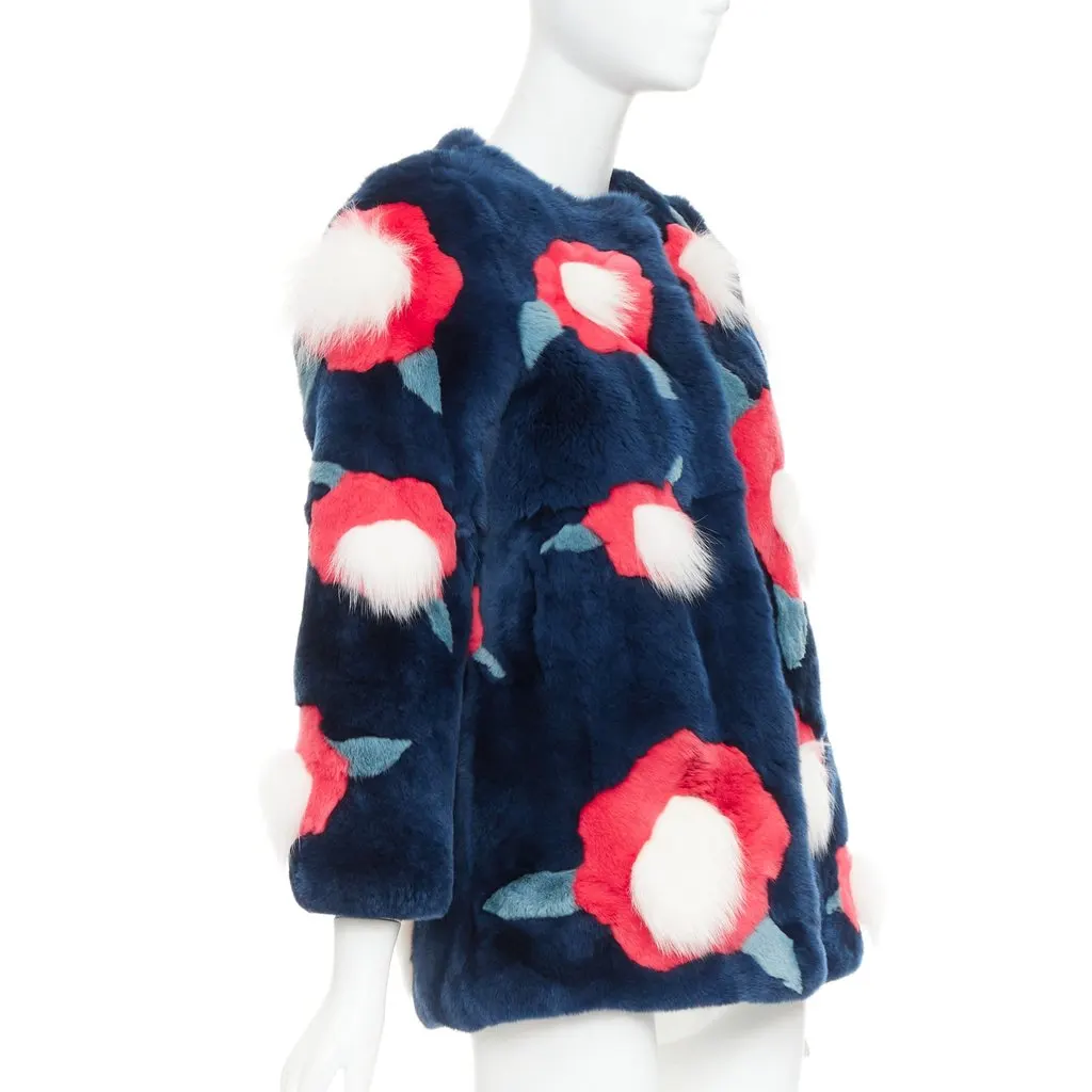 Yves Salomon Navy Fur Coat Navy Fur Very good - Model View