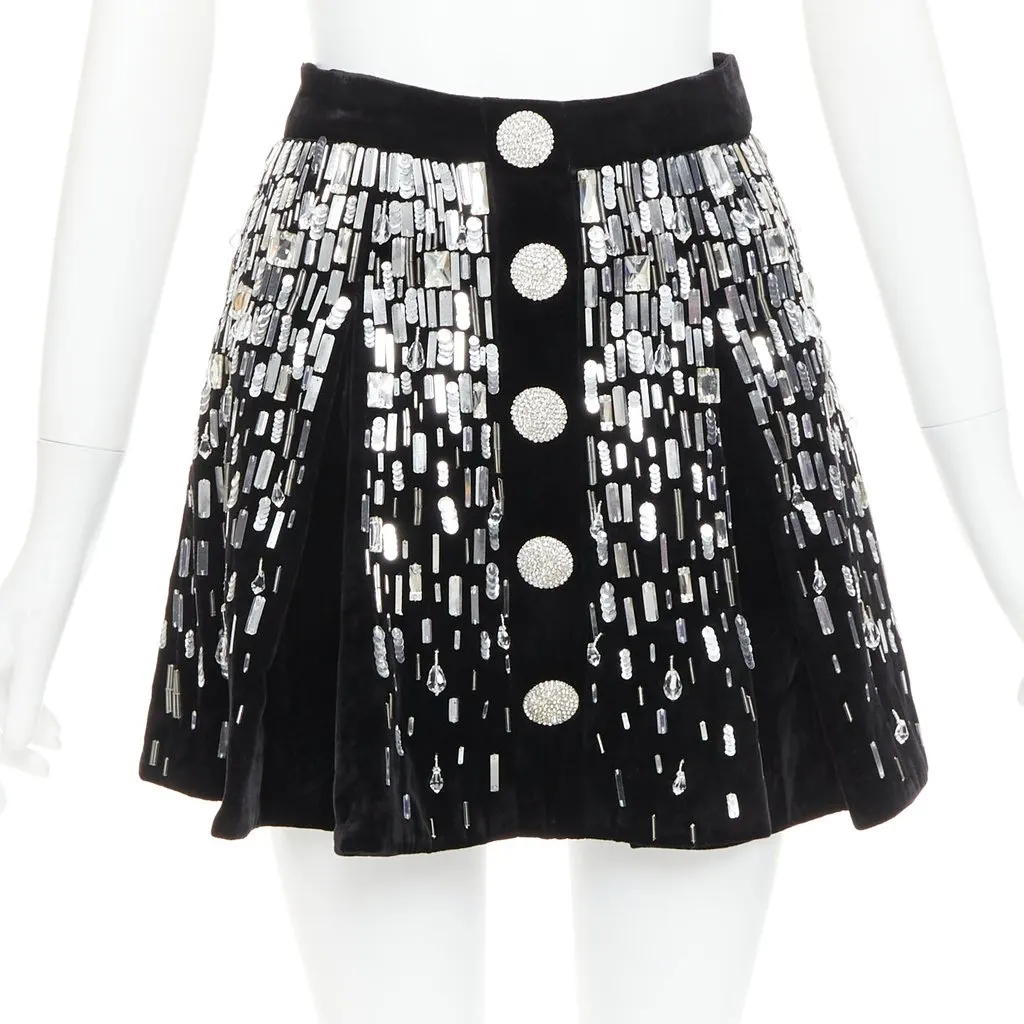 Balmain Embellished Skater Black Velvet Very good - Front View