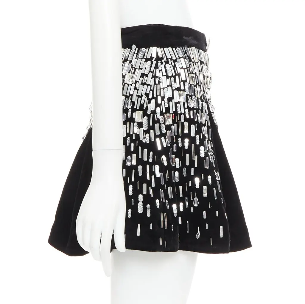 Balmain Embellished Skater Black Velvet Very good - Model View