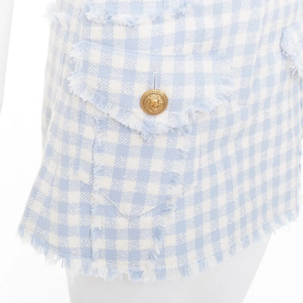 Balmain Blue Cotton Skirt Blue Cotton Very good - Back View