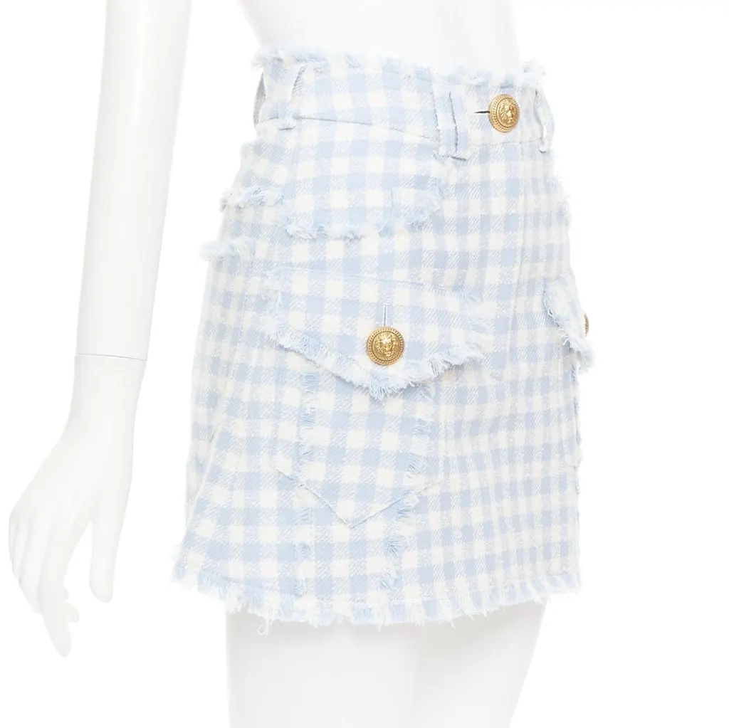 Balmain Blue Cotton Skirt Blue Cotton Very good - Inside View