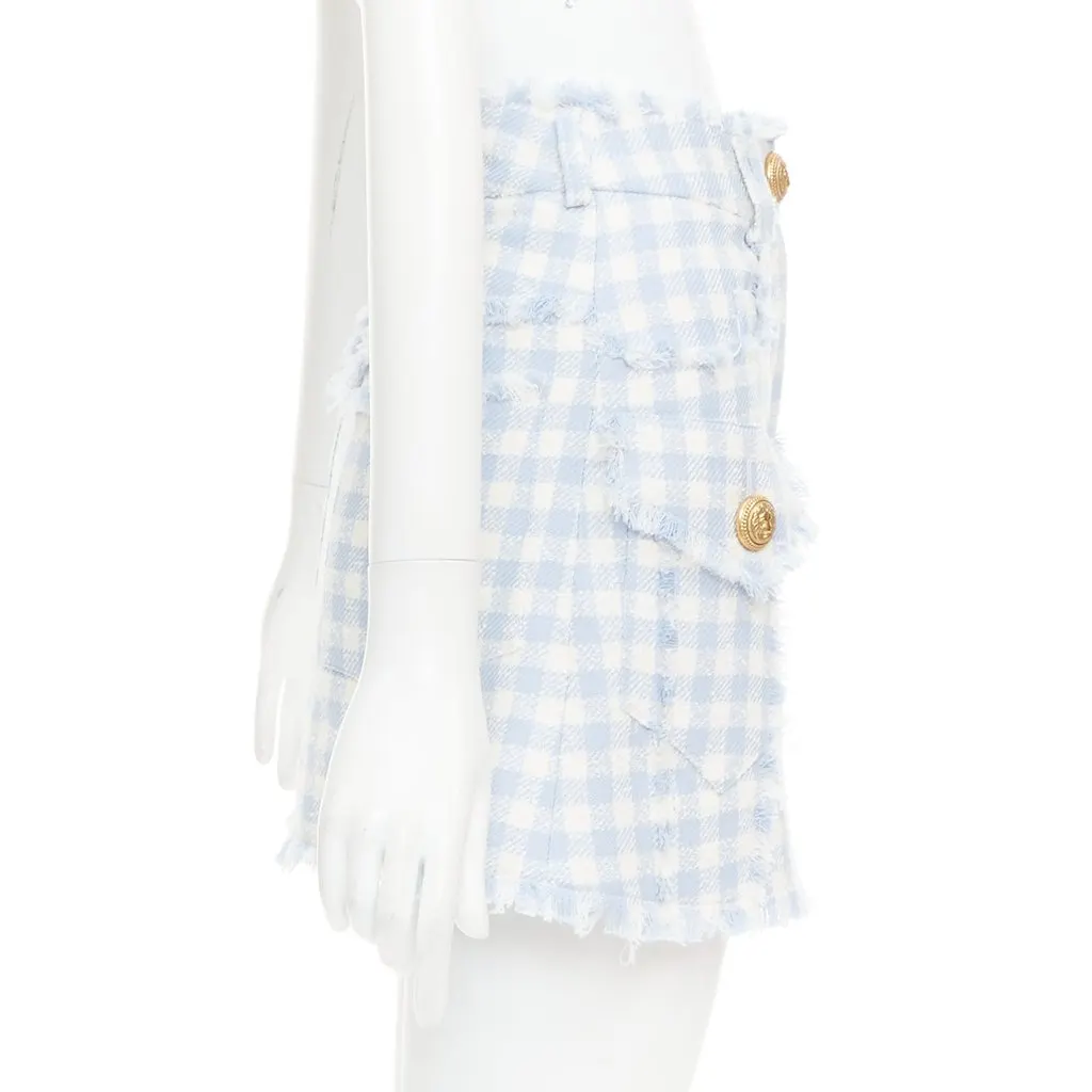 Balmain Blue Cotton Skirt Blue Cotton Very good - Model View