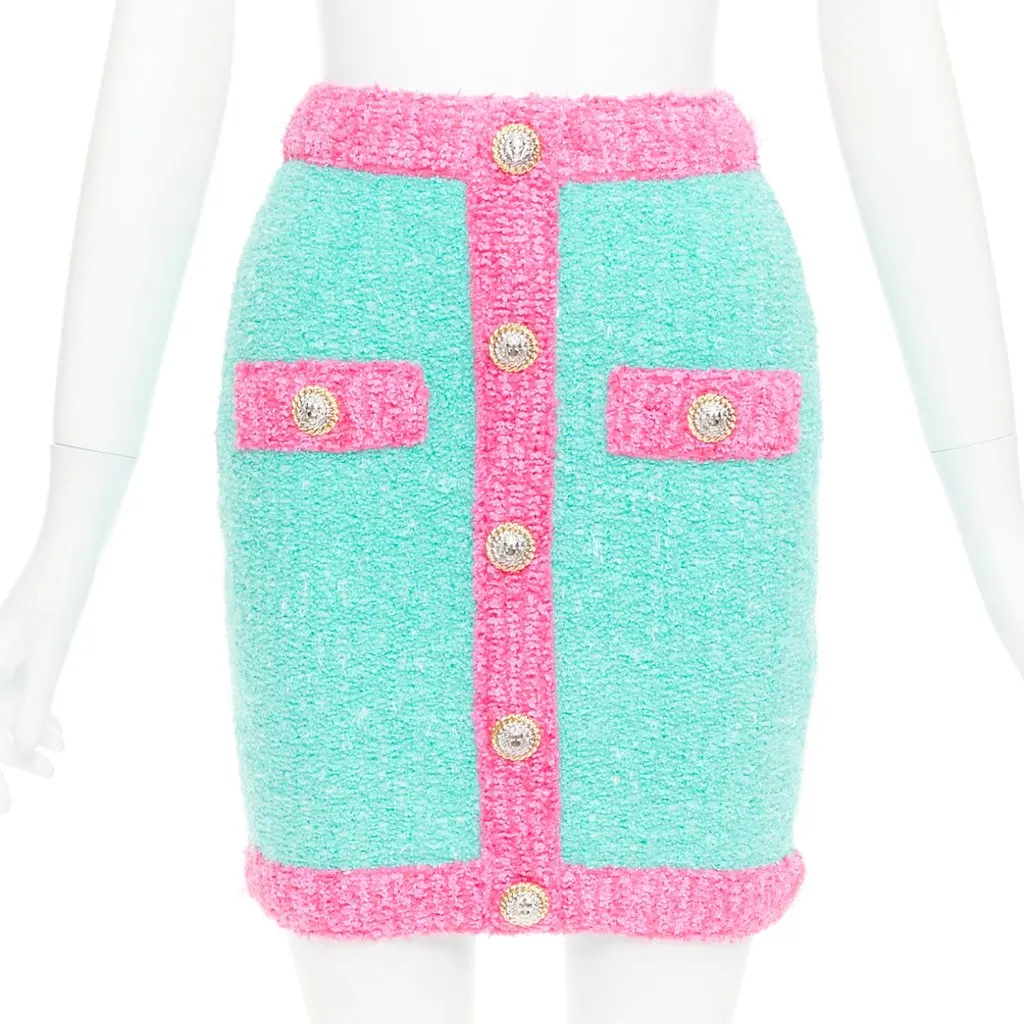 Balmain Blue Cotton Skirt Blue Cotton Very good - Front View