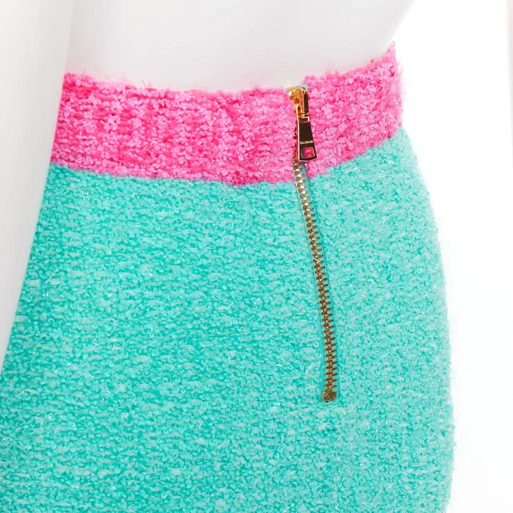 Balmain Blue Cotton Skirt Blue Cotton Very good - Back View
