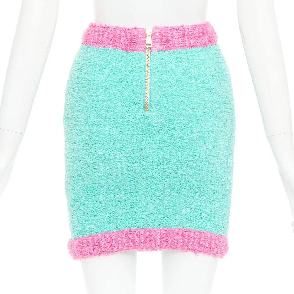 Balmain Blue Cotton Skirt Blue Cotton Very good - Box View
