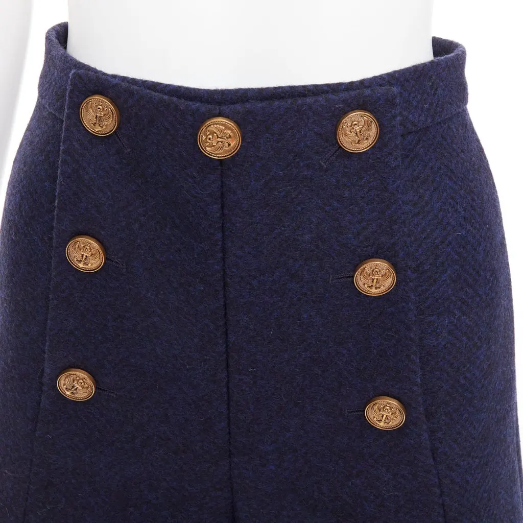 Red Valentino Navy Wool Skirt Navy Wool Very good - Back View