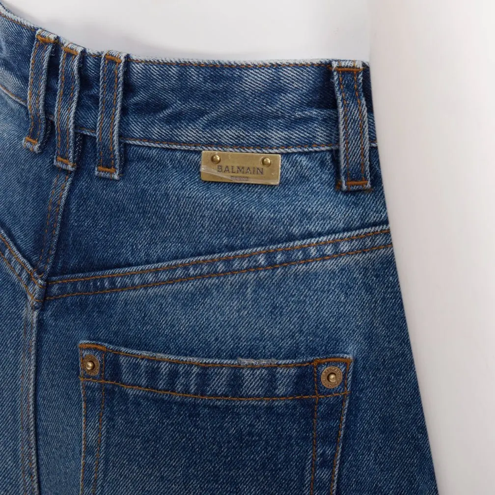 Balmain Blue Denim Skirt Blue Denim Very good - Back View