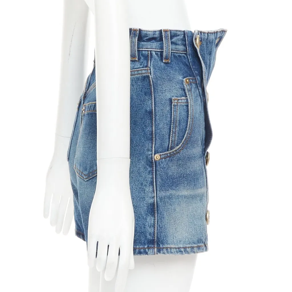 Balmain Blue Denim Skirt Blue Denim Very good - Model View