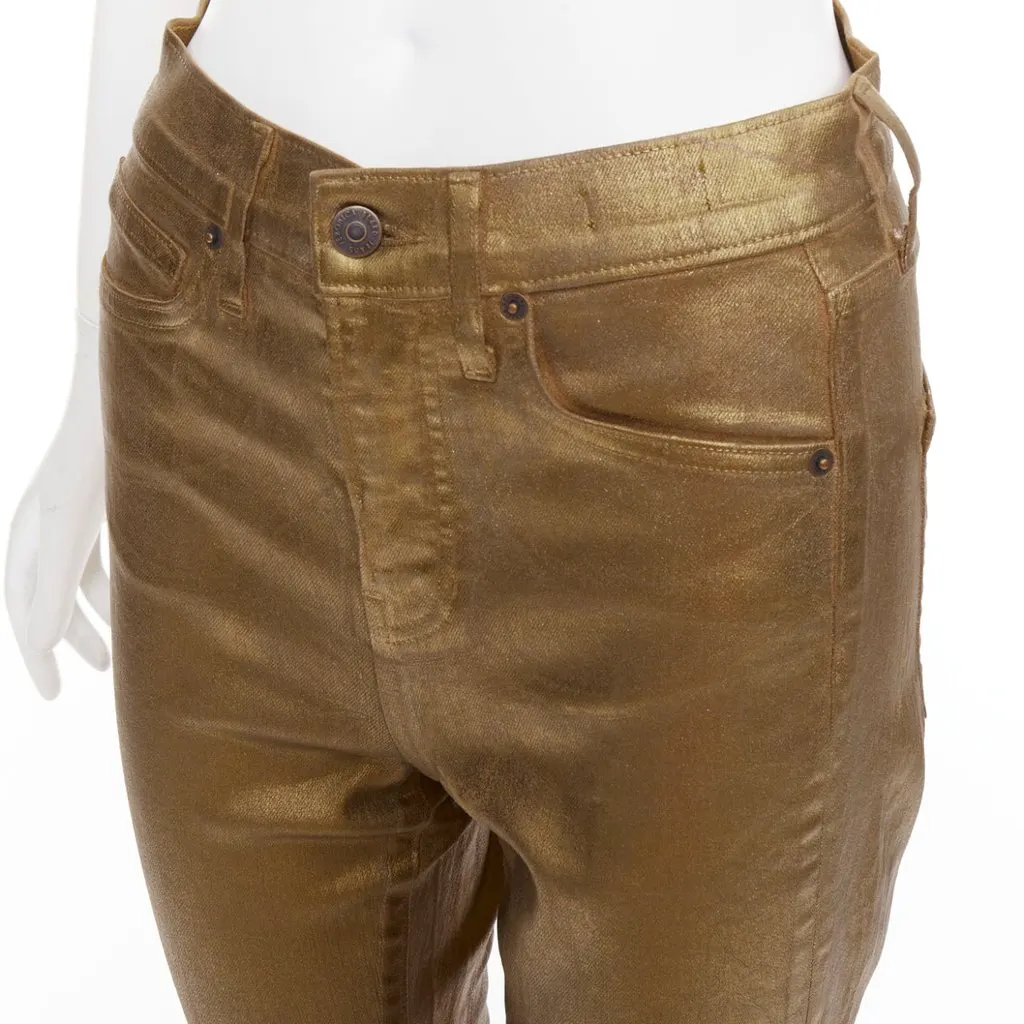 Veronica Beard Beverley Skinny Flare Gold Cotton Good - Back View