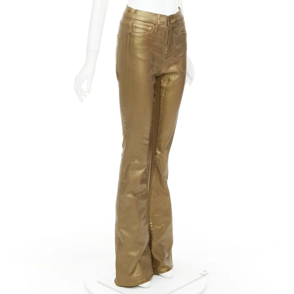 Veronica Beard Beverley Skinny Flare Gold Cotton Good - Inside View