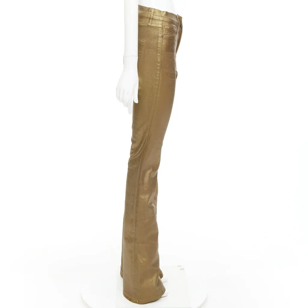 Veronica Beard Beverley Skinny Flare Gold Cotton Good - Model View