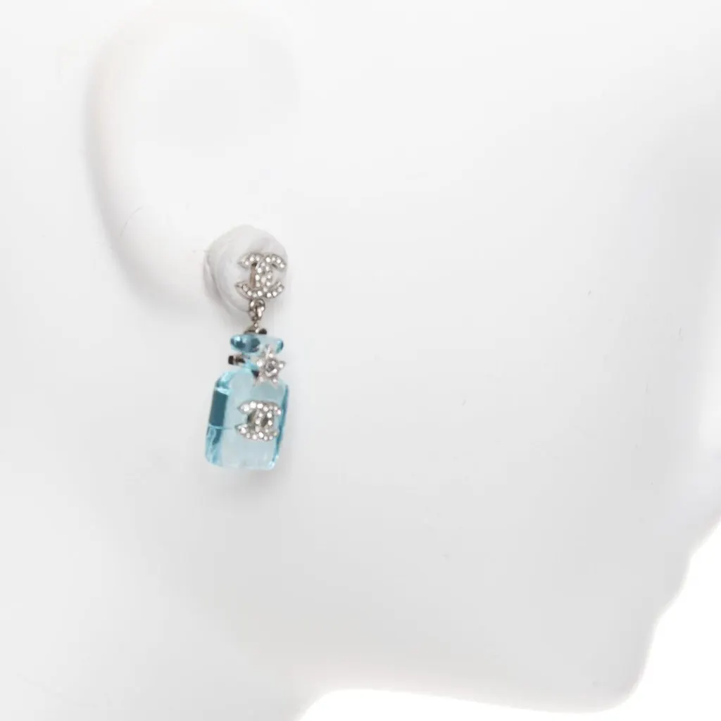 Chanel Blue Plastic Earrings Blue Plastic Very good - Model View