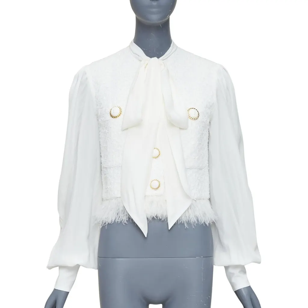 Balmain Ecru Tweed Jacket Beige Tweed Very good - Front View