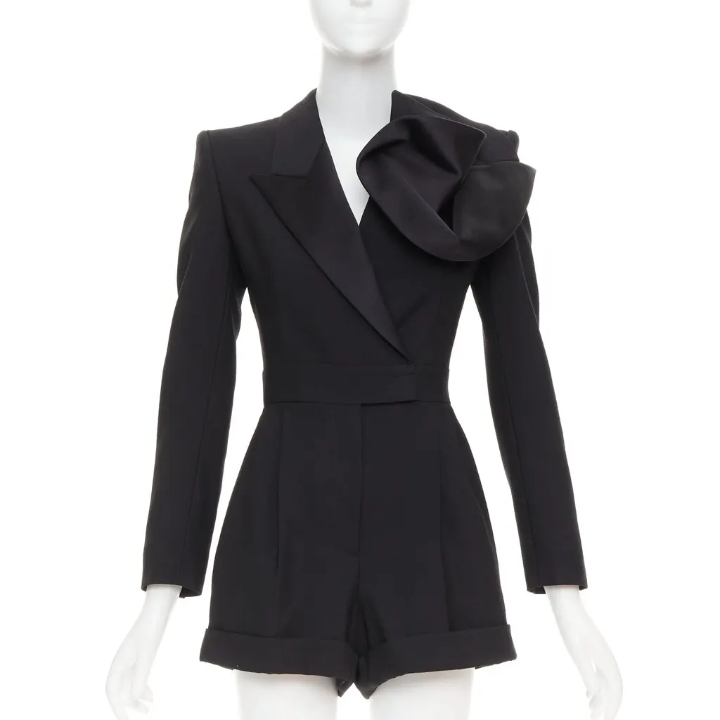 Alexander McQueen Orchid embellished playsuit Black Silk Very good - Front View