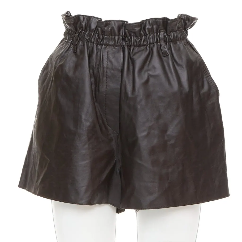 Unsigned Brown Leather Shorts Brown Leather Very good - Front View