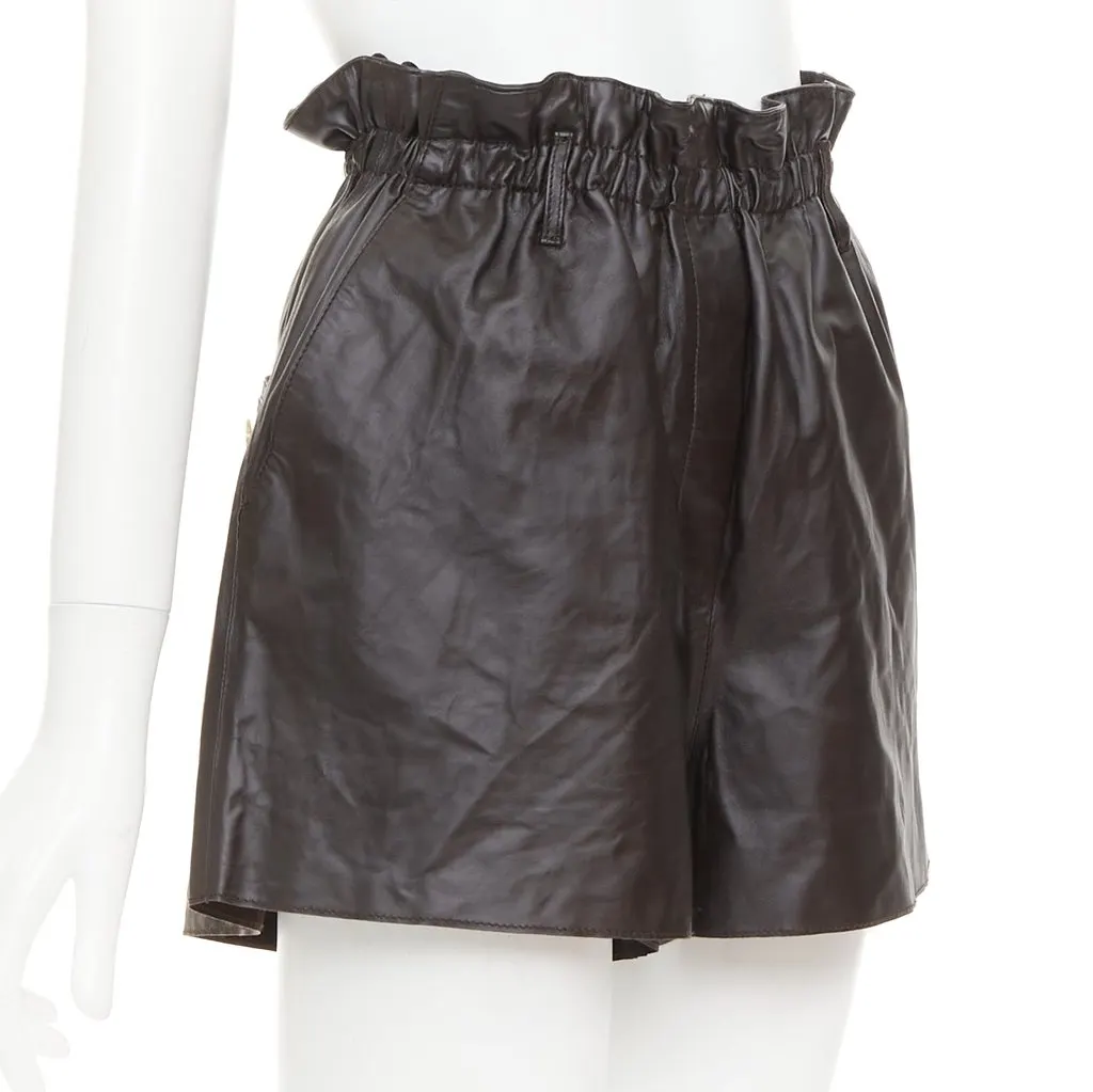 Unsigned Brown Leather Shorts Brown Leather Very good - Inside View