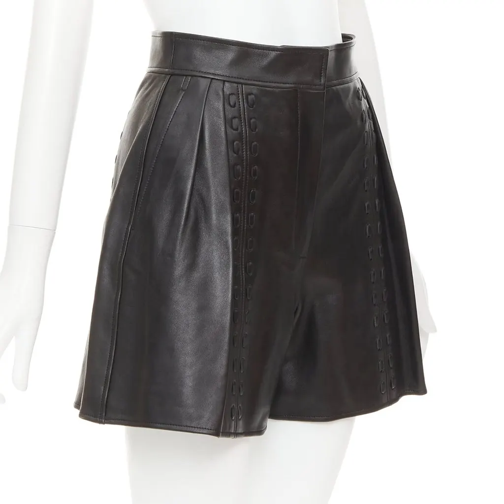 Alexander McQueen Black Leather Shorts Black Leather Very good - Inside View